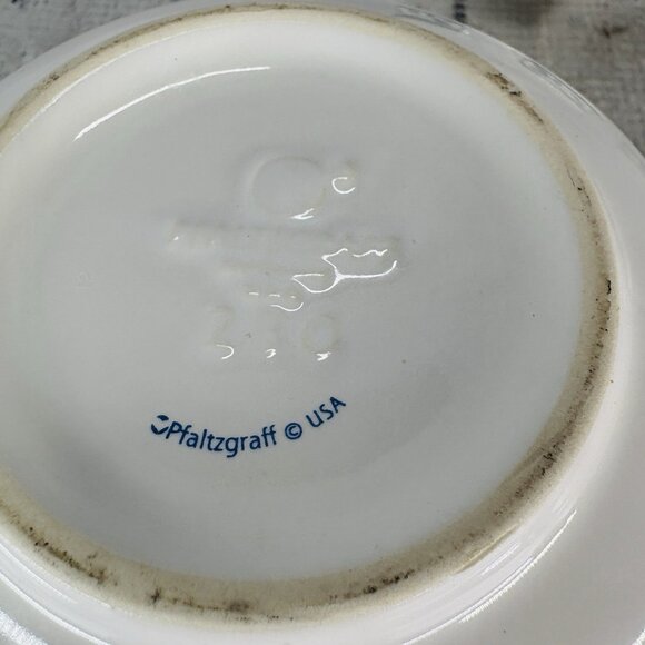 Pfaltzgraff ORLEANS #280 USA Blue Green Vines Yellow Stoneware Soup Mugs Set 3 - Picture 10 of 16